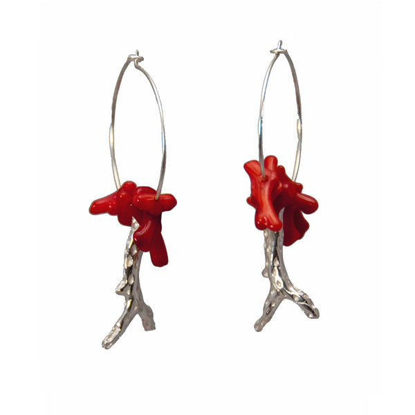 Coral Hoops with Red Coral