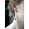 One Up, One Down Cowrie Hoops with Amazonite