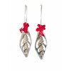 Screw Shell Hoops with Red Coral